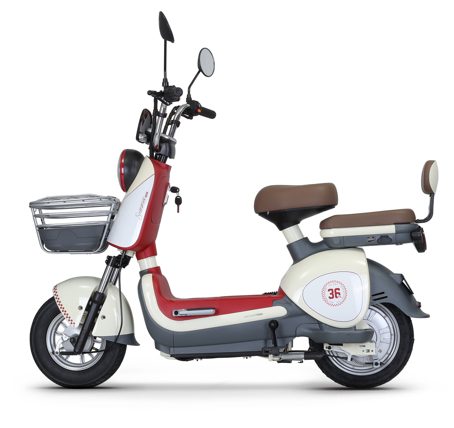 scuter electric kuba sweet autonomie 40-50 km 350 W, alb cu rosu