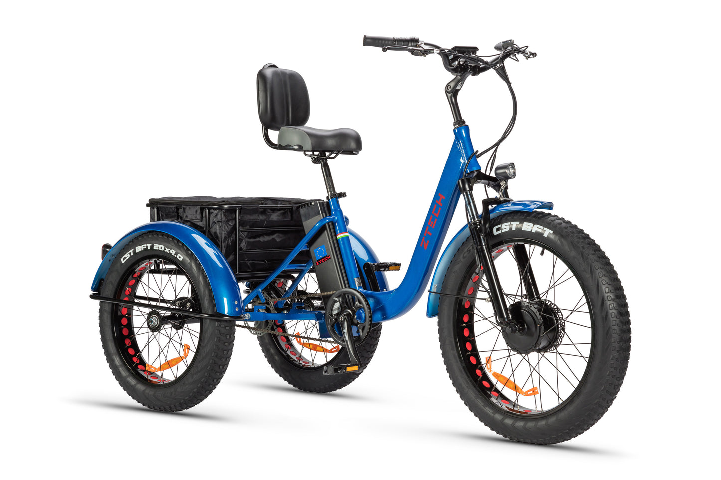 tricicleta electrica z-tech zt-80 mini trailer, albastra