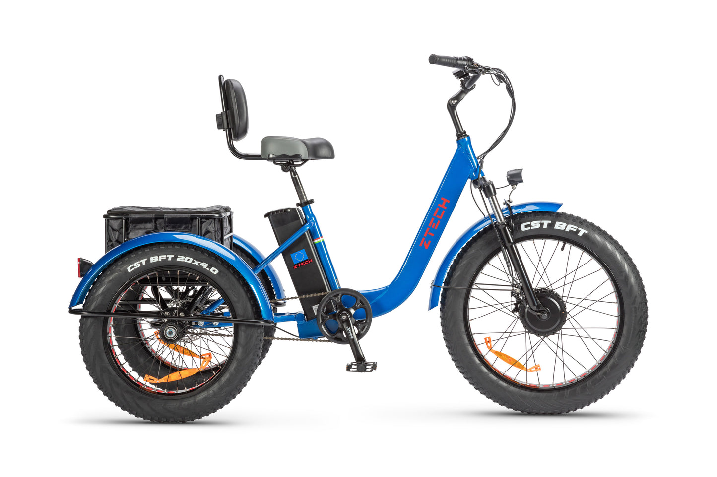 tricicleta electrica albastra z-tech zt-80 mini trailer