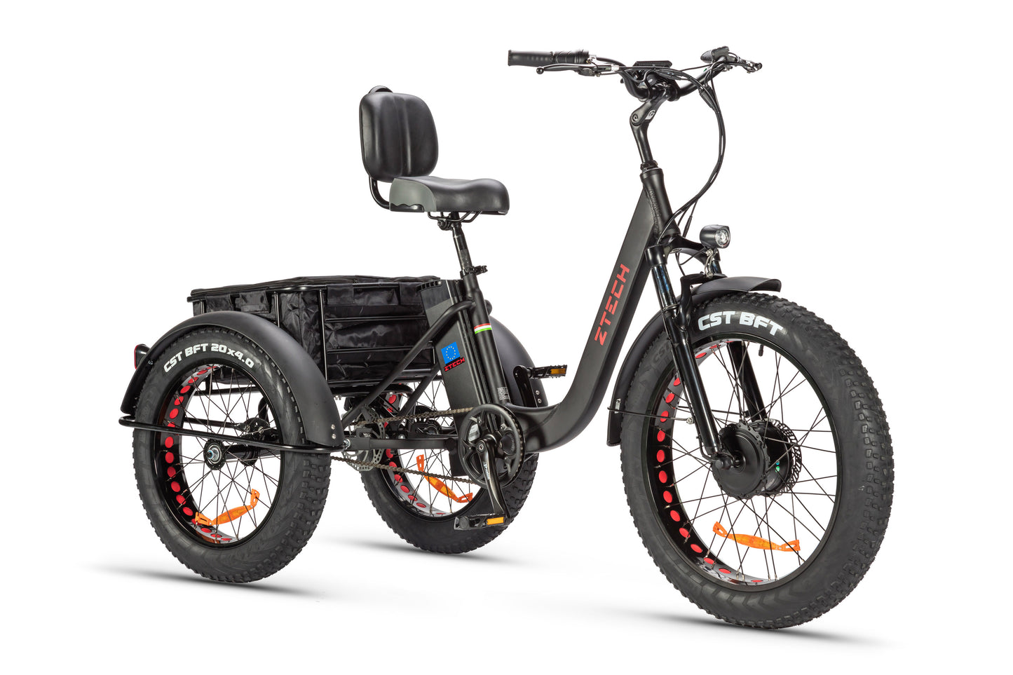 tricicleta electrica z-tech zt-80 mini trailer, neagra