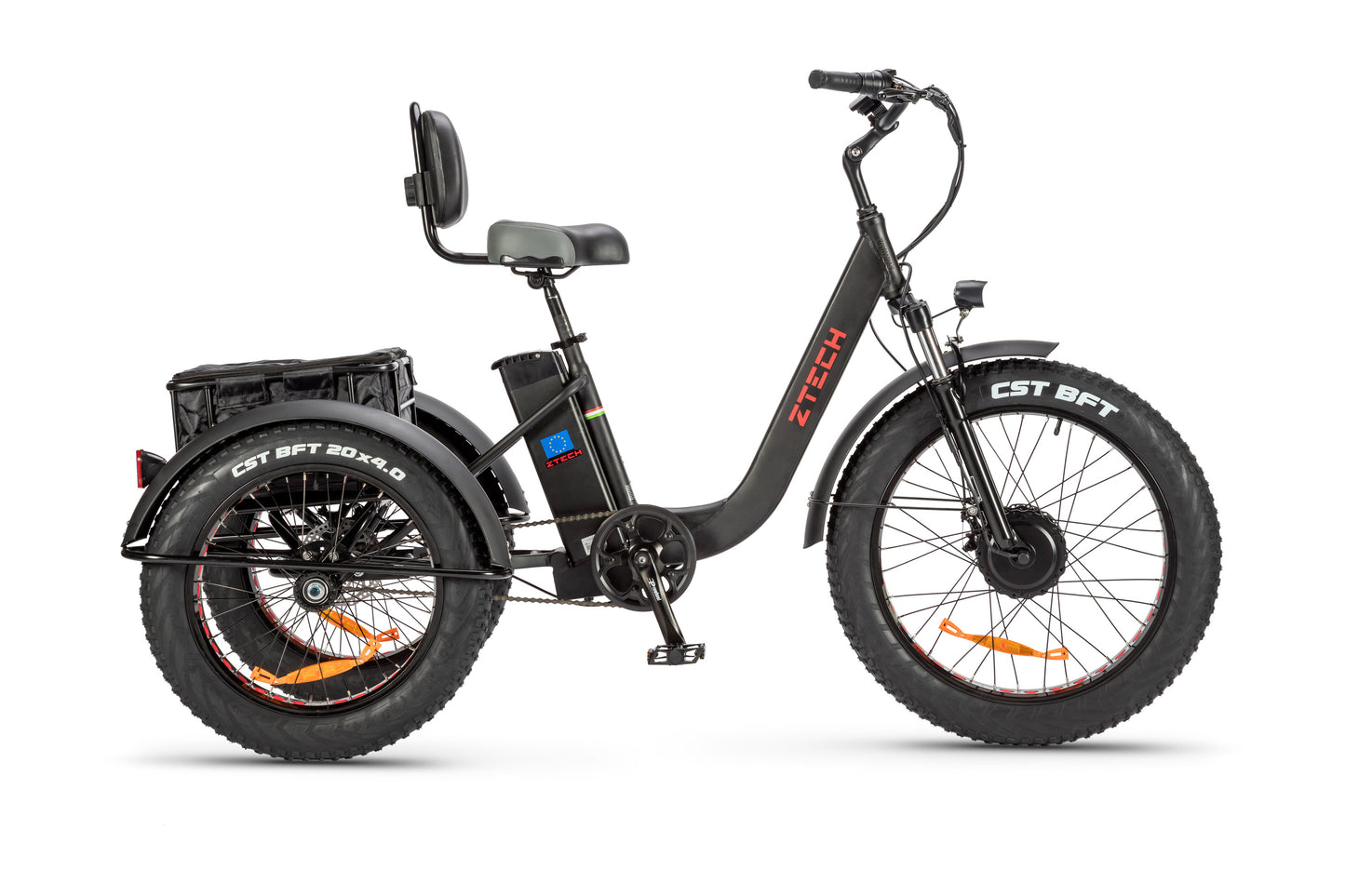 tricicleta electrica, neagra, z-tech zt-80 mini trailer