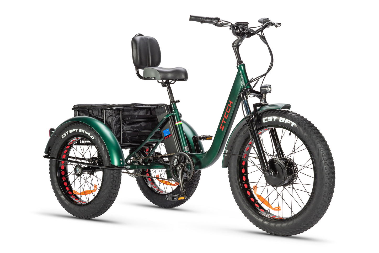 tricicleta electrica z-tech zt-80 mini trailer, verde