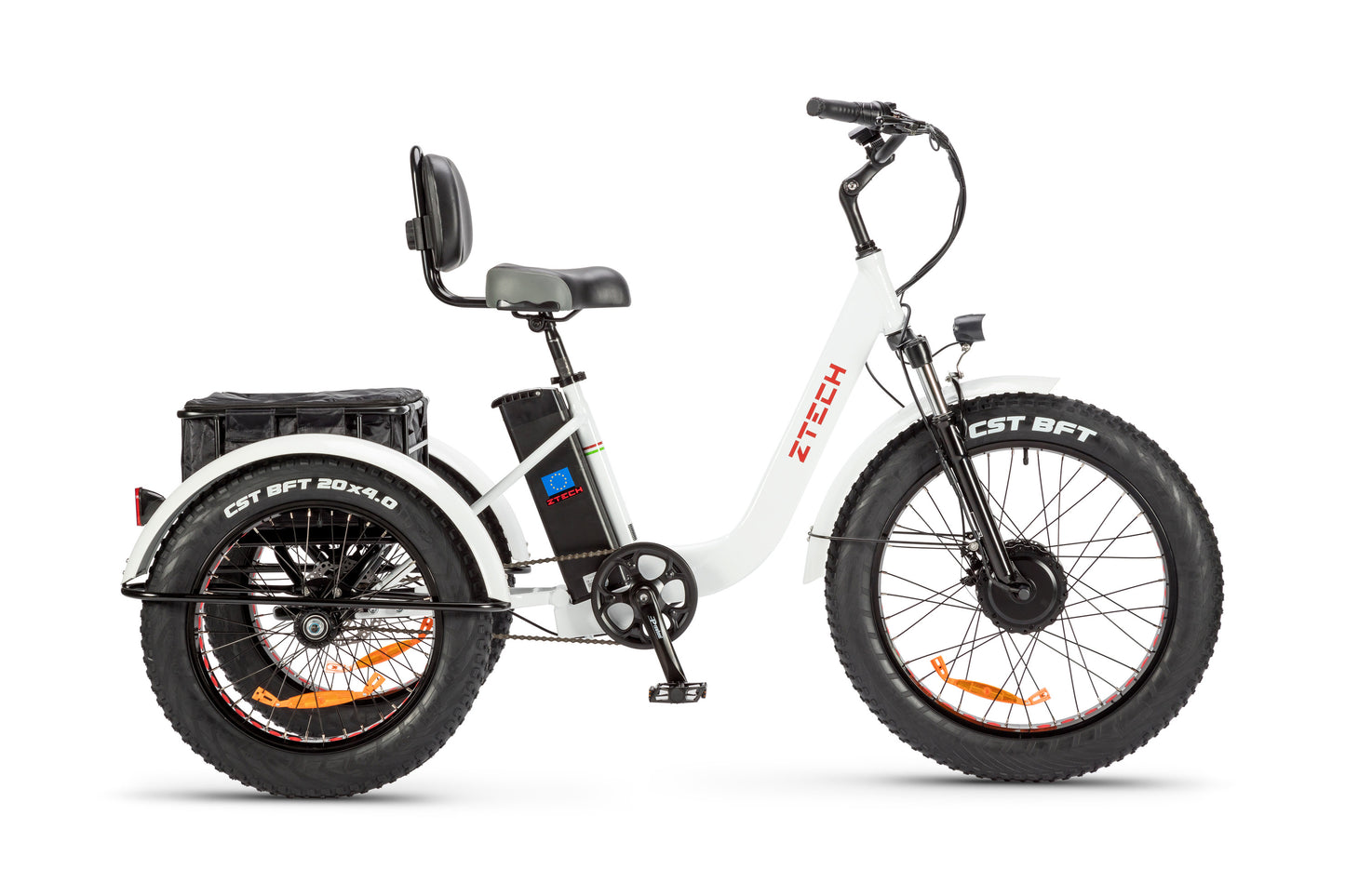 tricicleta electrica, culoare alba, z-tech zt-80 mini trailer