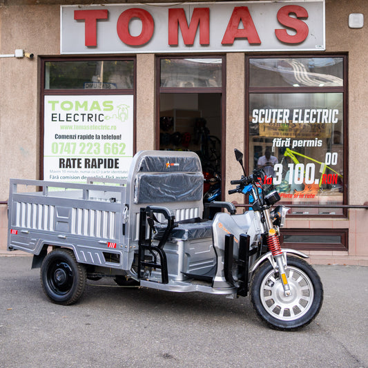 Tricicletă Electrică AMR 400, Fără Permis, cu Benă Basculabilă, Viteză Maximă 25Km/h, Motor 3900W, Baterie 72V 80Ah