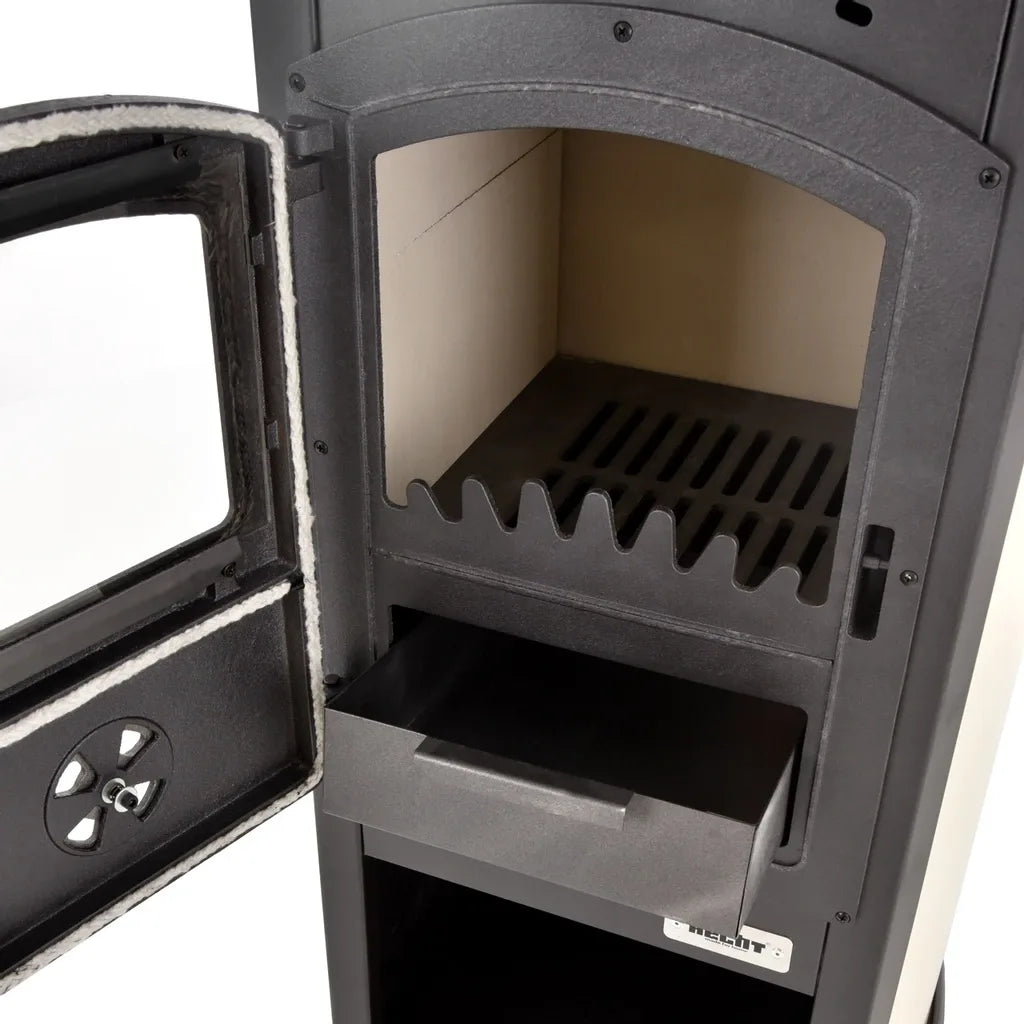 Sobă Șemineu din Oțel și Fontă Hecht Ardenis, 7–8 kW, Ușă din Sticlă Refractară, Evacuare Fum Ø120 mm