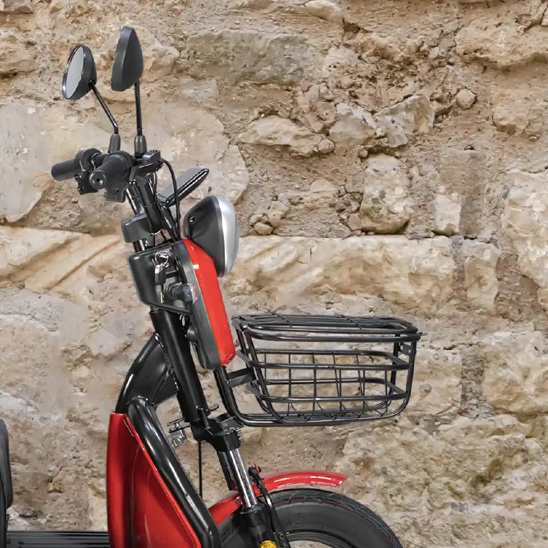 Tricicletă Electrică APEC APM2, Fără Permis, Roșie, Motor 1000W, Baterie VRLA GEL 60V 20Ah, Autonomie 36 km, Viteză 25 km/h