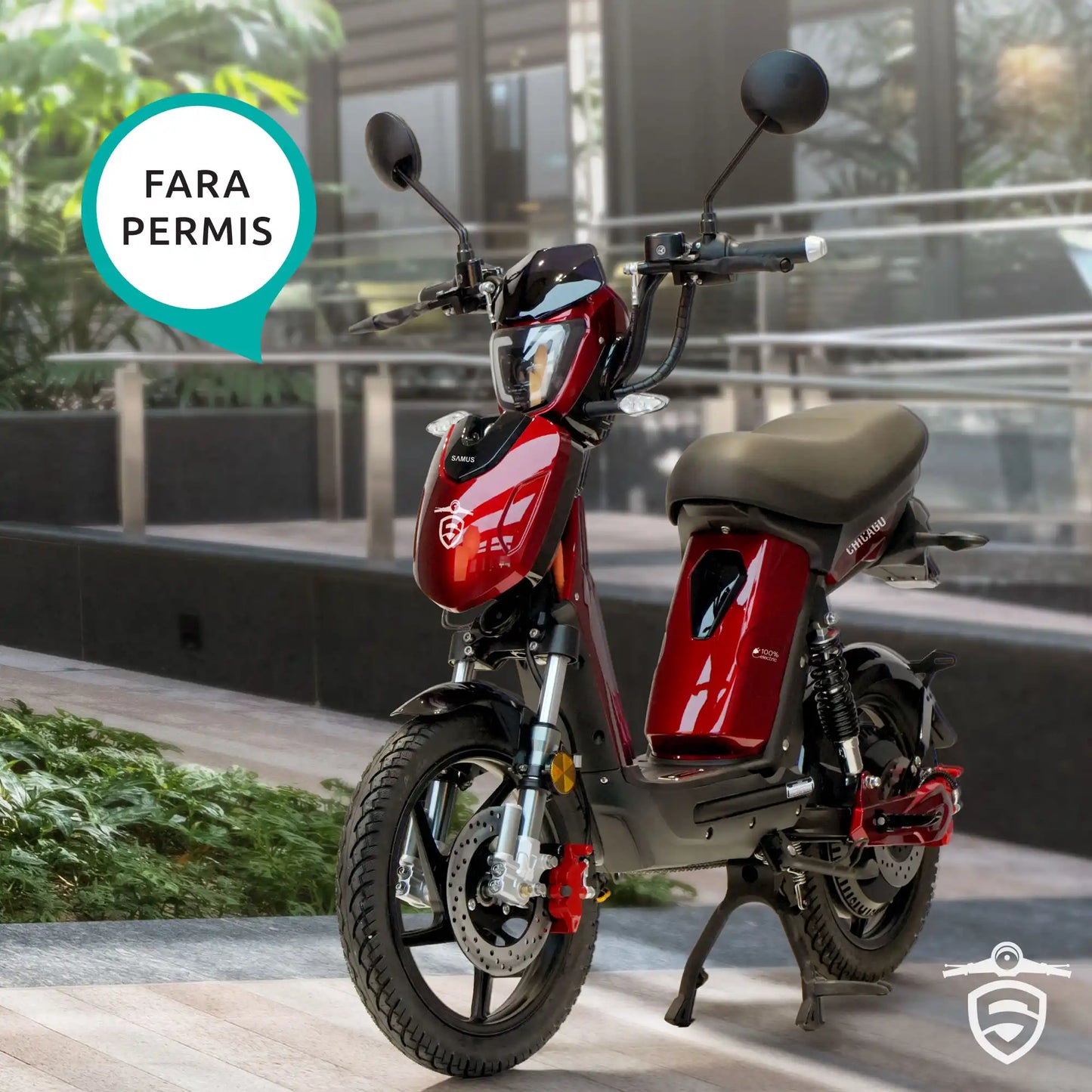 Scuter Electric Fără Permis Samus Chicago, Viteză Maximă 25 km/h, Motor 800W, Autonomie 90km, Baterie 48V 26Ah, Roșu