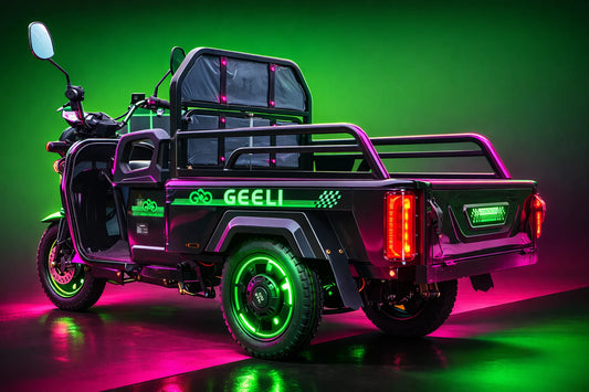 Triciclu Electric Geeli E-Pickup, Fără Permis, Viteză Maximă 25 km/h, Benă, Motor 1500W, Autonomie 60km, Baterie 60V 32Ah
