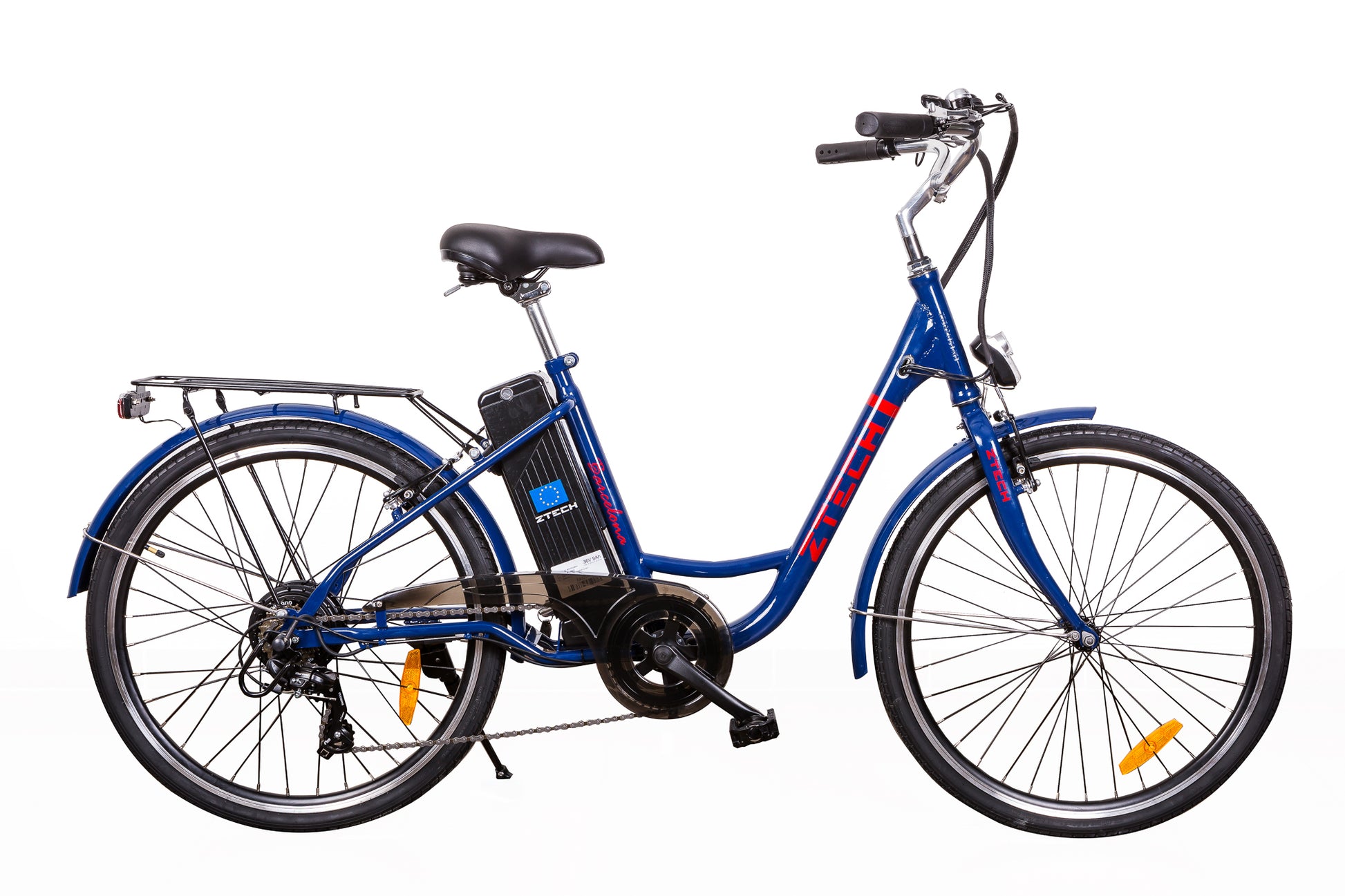 bicicleta electrica albastra, barcelona lithium 