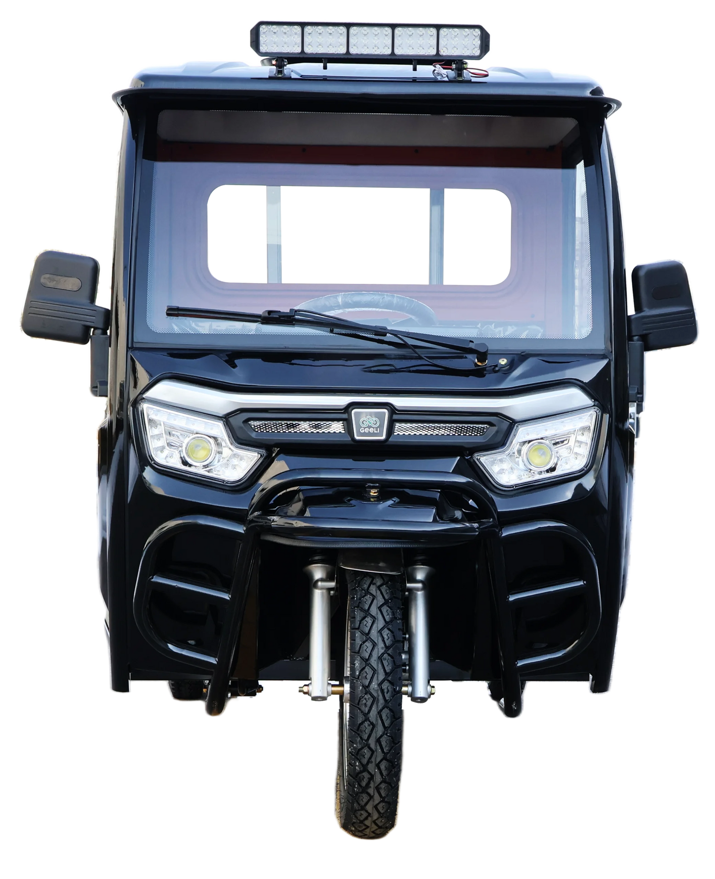 Triciclu Electric (tip Camionetă) Geeli E-Van, Fără Permis, Viteză Maximă 25 km/h, Motor 2000W, Autonomie 79km, cu Cabină, Volan, Benă, Pornire Asistată