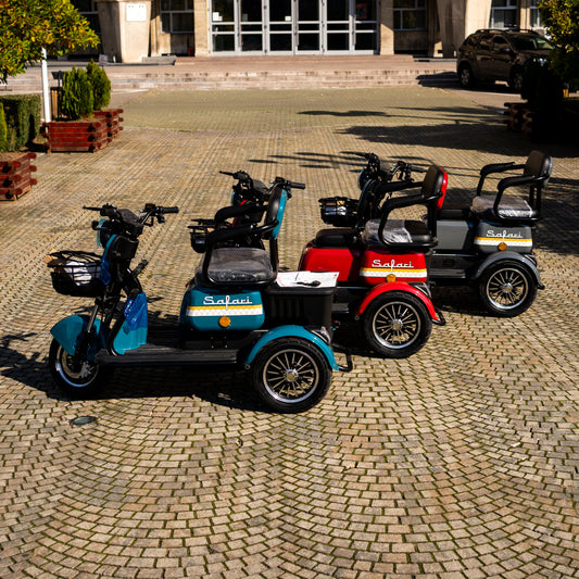 Tricicletă Electrică Rotakt Safari, Fără Permis, Motor 1000W, Viteză Maximă 25km/h, Autonomie 62 km, Baterie 60V 20Ah, Greutate Maximă 187 kg