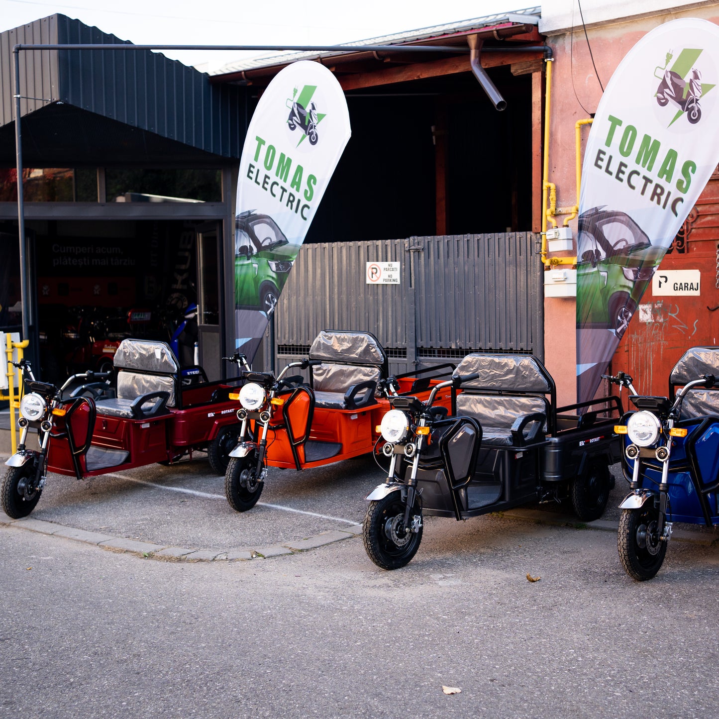 Tricicletă Electrică cu Remorcă Rotakt Nautilus, Fără Permis, Viteză 25km/h, Autonomie 44 km, Motor 1600W, Baterie 60V 32Ah