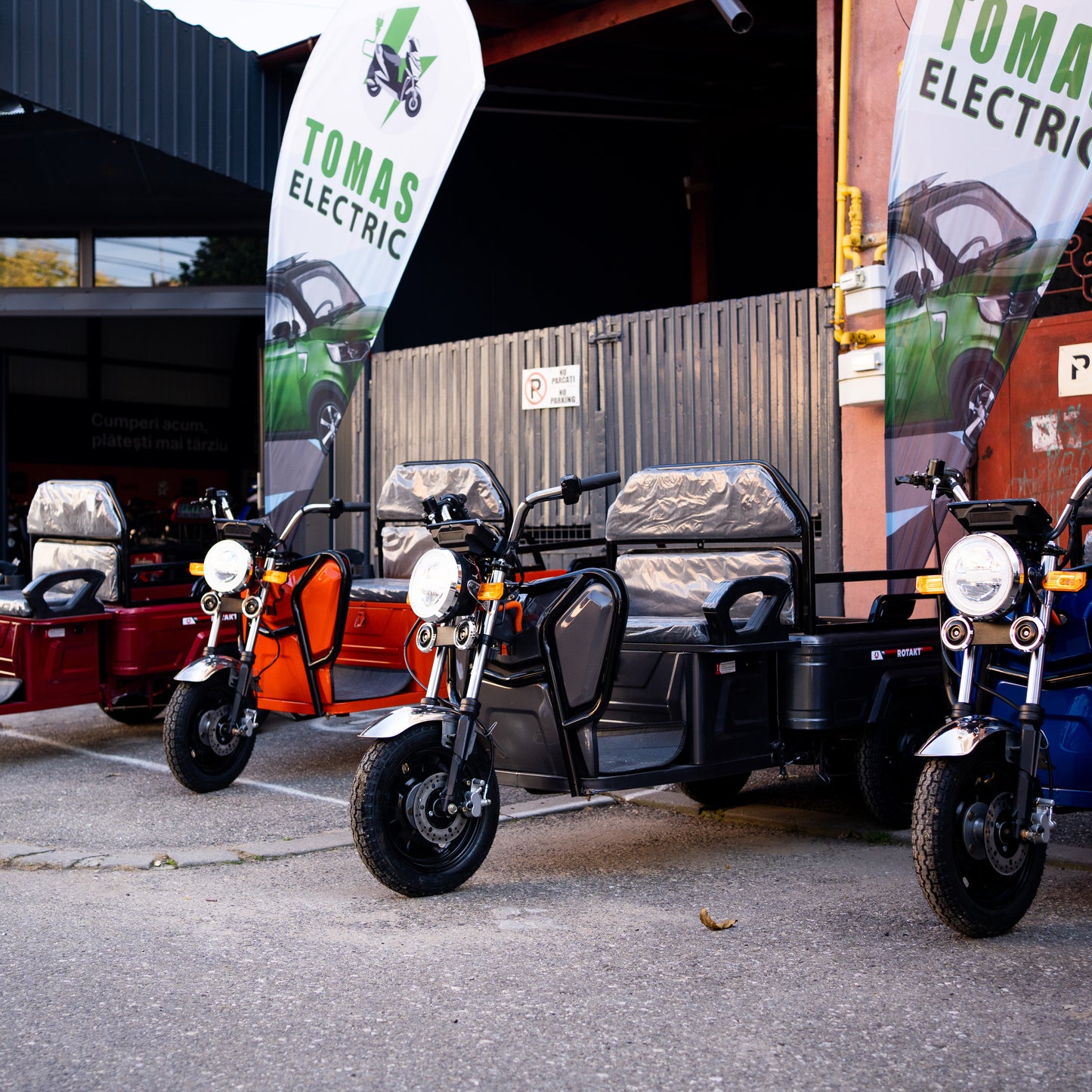 Tricicletă Electrică cu Remorcă Rotakt Nautilus, Fără Permis, Viteză 25km/h, Autonomie 44 km, Motor 1600W, Baterie 60V 32Ah