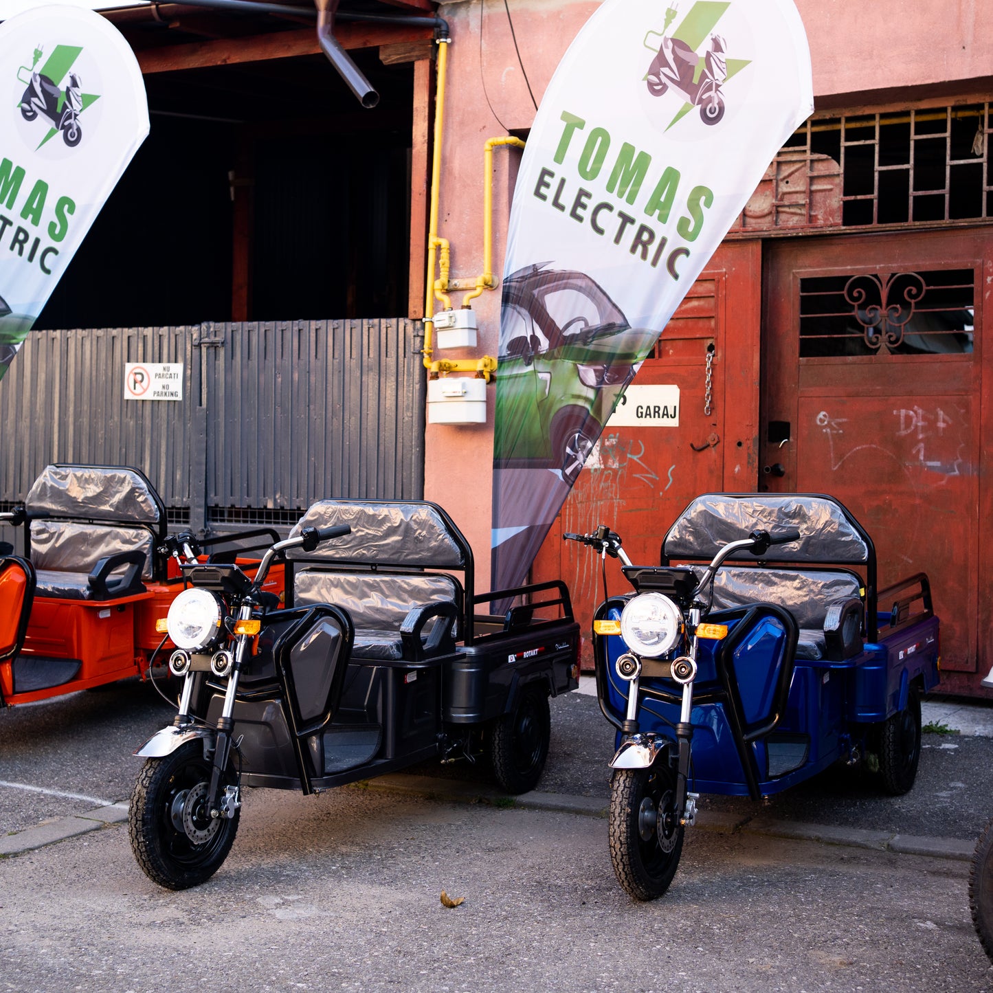 Tricicletă Electrică cu Remorcă Rotakt Nautilus, Fără Permis, Viteză 25km/h, Autonomie 44 km, Motor 1600W, Baterie 60V 32Ah