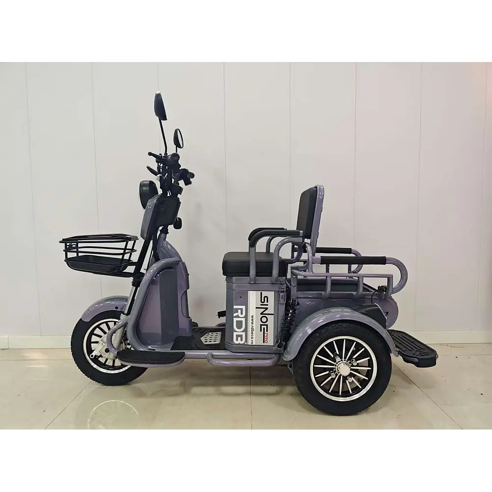 Triciclu Electric Fără Permis RDB SINOE PRO, cu Mini-Benă, Viteză Maximă 25 km/h, Motor 1160W, Autonomie 55km