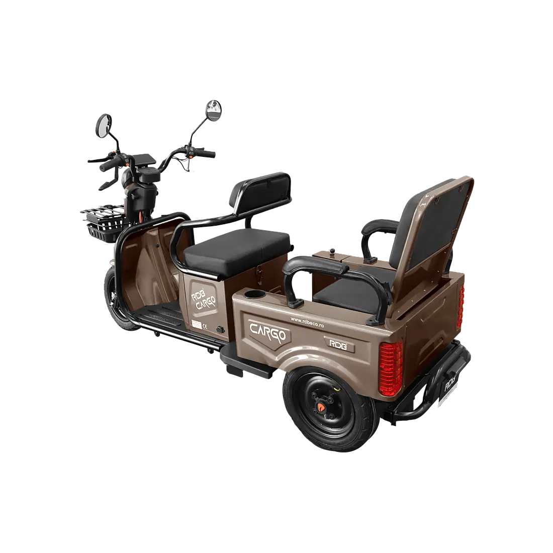 Triciclu Electric Fără Permis RDB CARGO, Motor 2000W, Viteză Maximă 25 km/h, Autonomie 55km, 2 Locuri