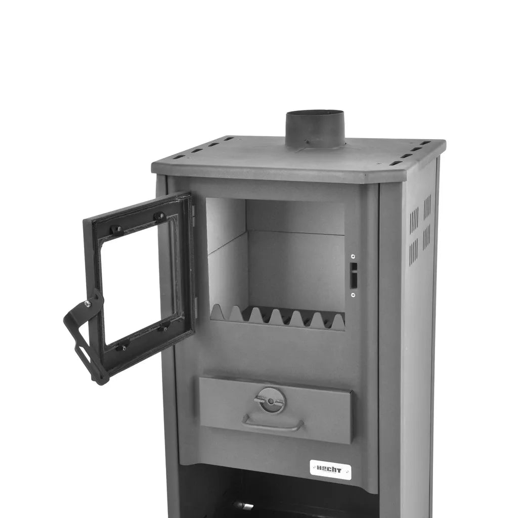 Sobă Șemineu din Oțel Hecht Flemis, 7–9 kW, Ușă din Sticlă Refractară, Evacuare Ø120 mm