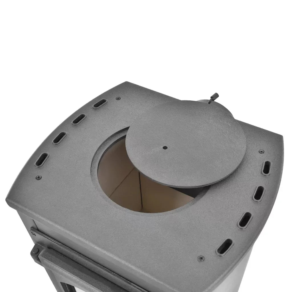 Sobă Șemineu din Oțel și Fontă Hecht Vervis, 5–7 kW, Ușă din Sticlă Refractară, Evacuare Fum Ø120 mm