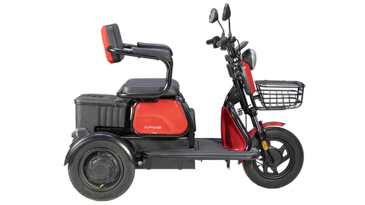Tricicletă Electrică APEC APM2, Fără Permis, Roșie, Motor 1000W, Baterie VRLA GEL 60V 20Ah, Autonomie 36 km, Viteză 25 km/h