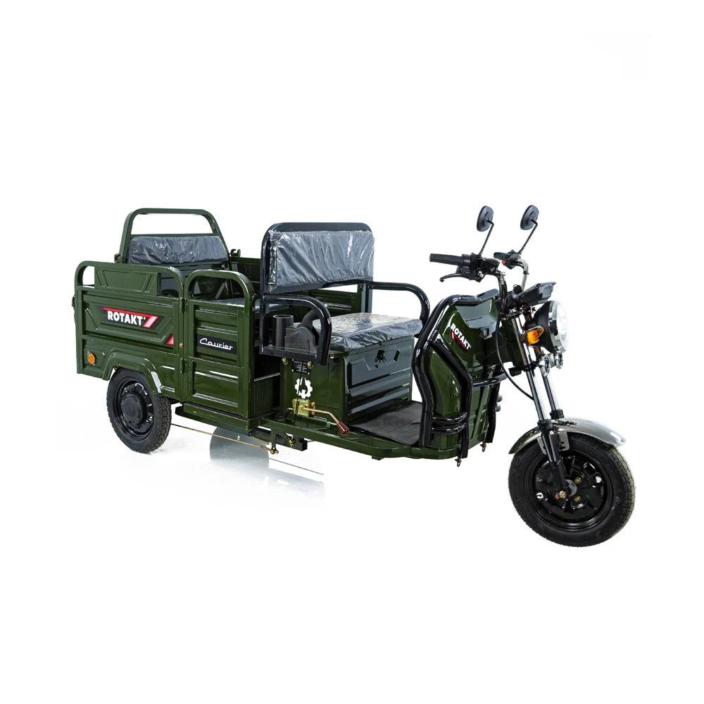 Tricicletă Electrică Rotakt Courier Fără Permis, Viteză Maximă 25 km/h, Benă, Autonomie 79km, Motor 2000W, Baterie 72V 32Ah