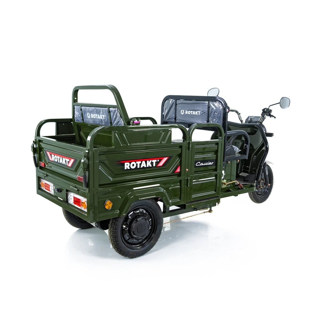 Tricicletă Electrică Rotakt Courier Fără Permis, Viteză Maximă 25 km/h, Benă, Autonomie 79km, Motor 2000W, Baterie 72V 32Ah