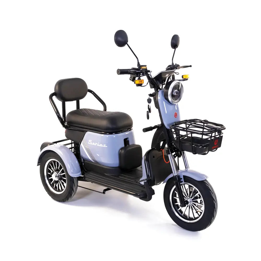 Triciclu electric Rotakt Senior, Motor 1000W, Viteza 25 km/h, Autonomie 62 km, Baterie plumb-acid 60V 20Ah, Greutate maximă 187 kg, Fără permis