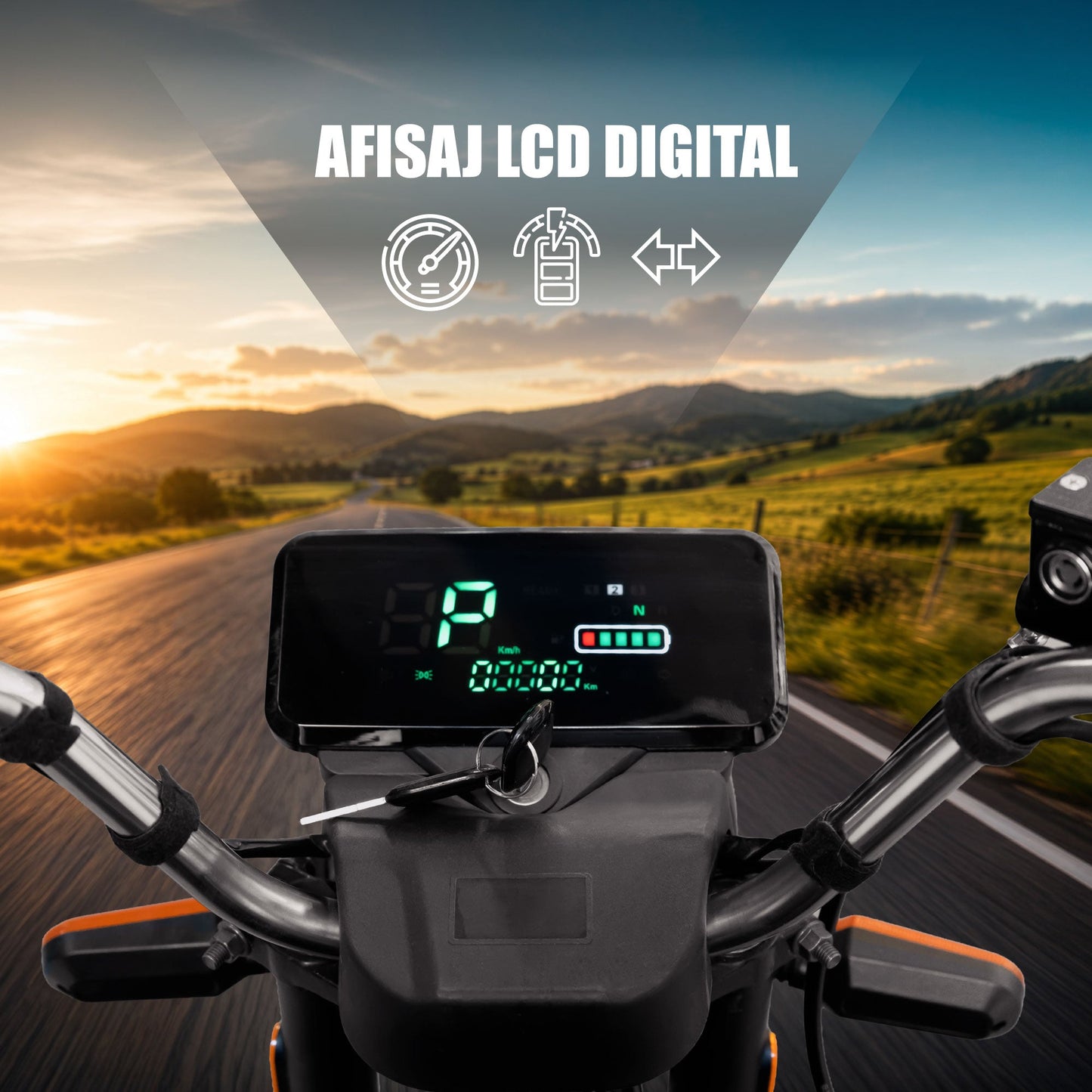 Afișajul LCD digital de pe bordul triciclului Samus Ranger