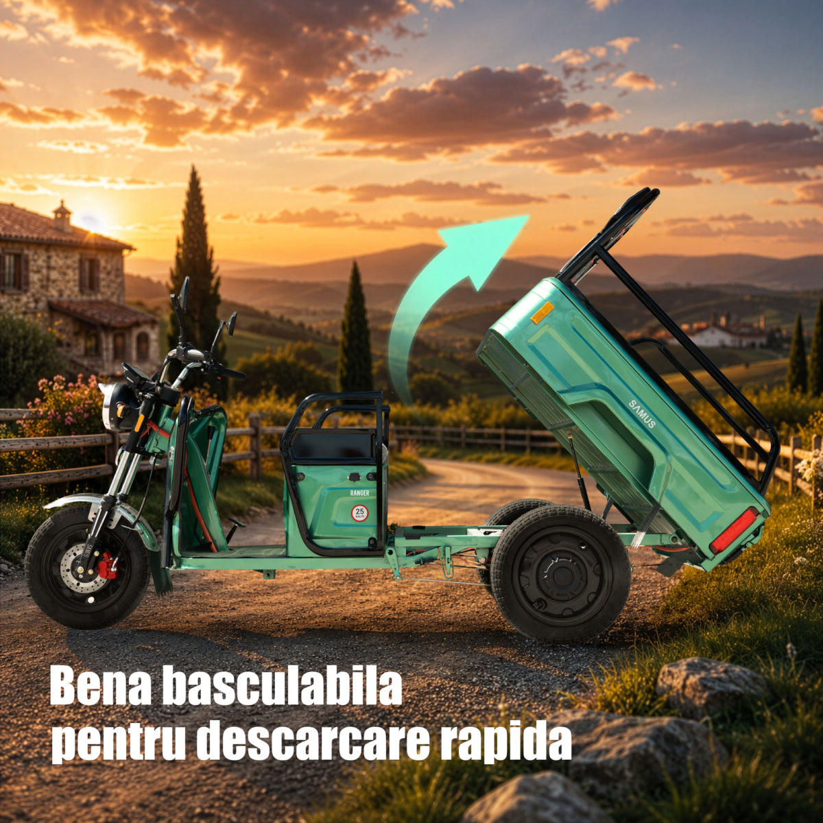 Bena basculabilă ridicată pentru descărcare rapidă la Samus Ranger verde
