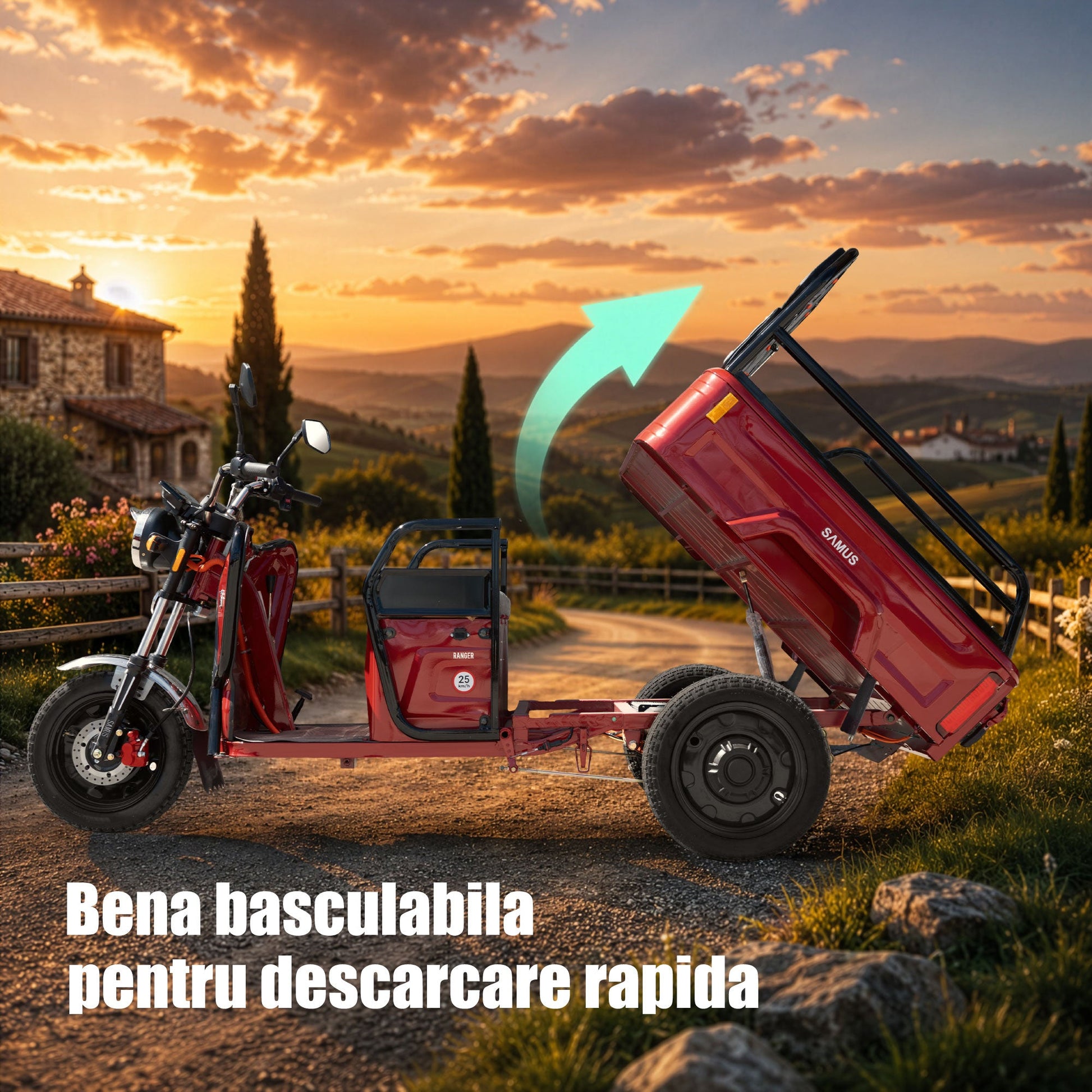 Bena basculabilă ridicată la Samus Ranger, culoare roșie