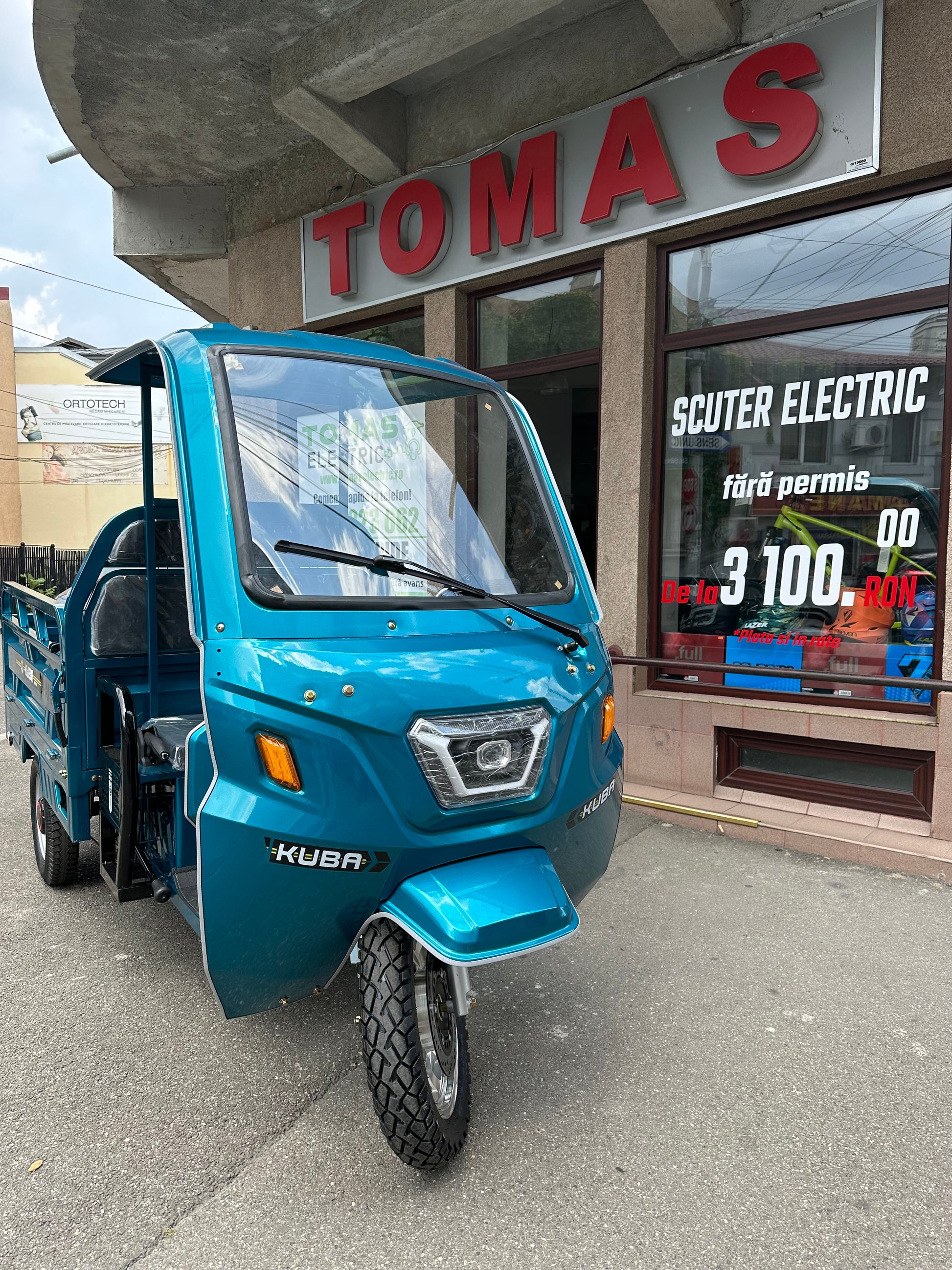 triciclu electric gl35000 kuba 1500 W 72 V 58 Ah, fara permis, cu cabina si bena