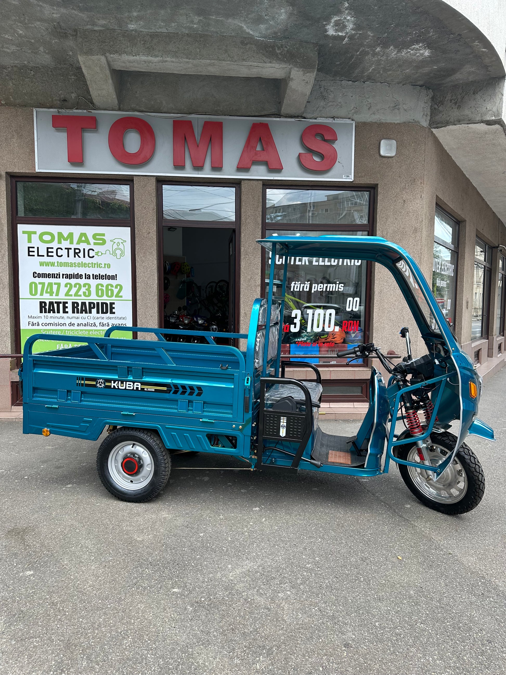 triciclu electric gl35000 kuba 1500 W 72 V 58 Ah, fara permis, tip tuk tuk cargo