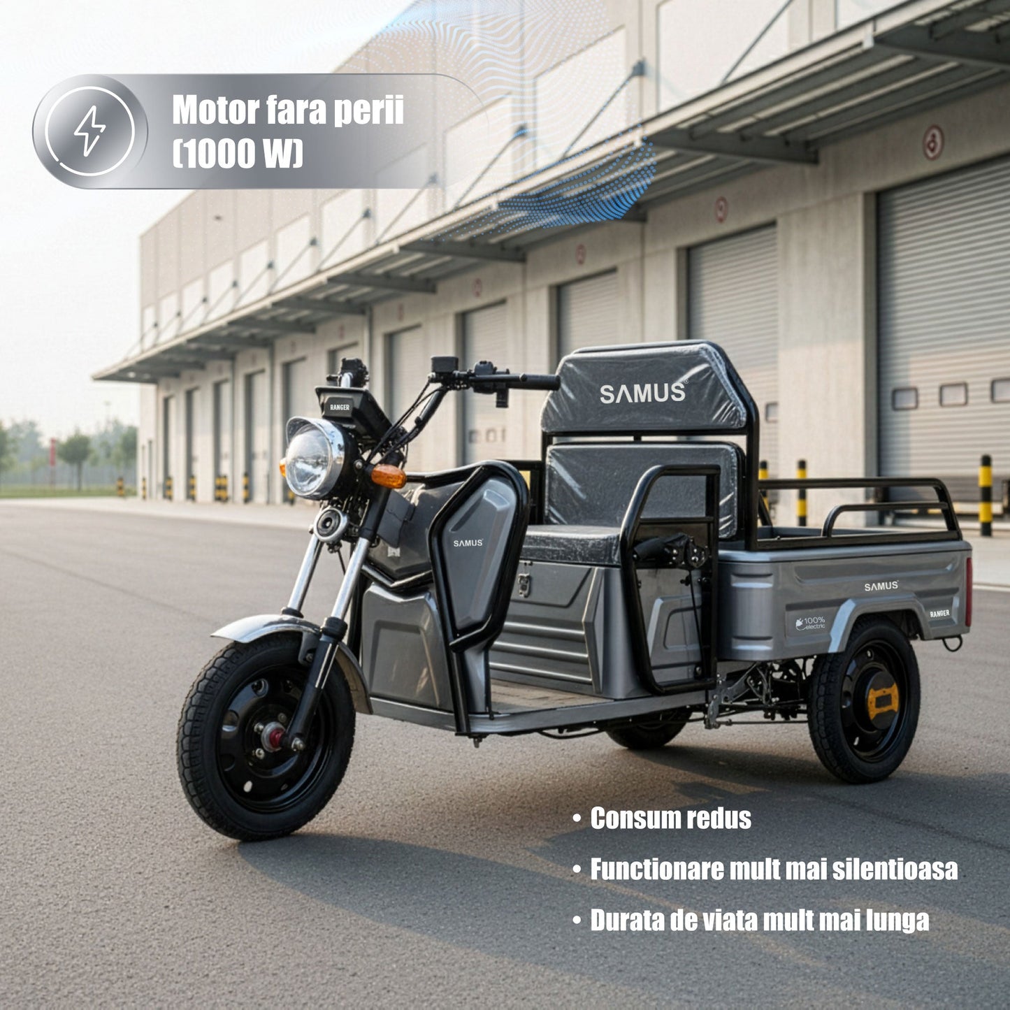 Motorul fără perii de 1000W al triciclului electric Samus Ranger