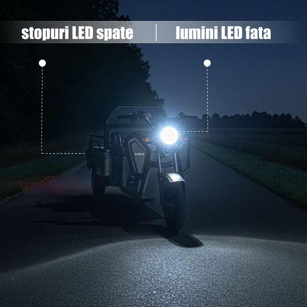 Farurile LED ale triciclului electric cargo Samus Ranger