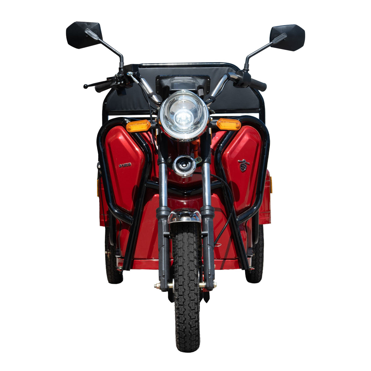 Triciclu electric cargo Samus Ranger roșu, vedere frontală