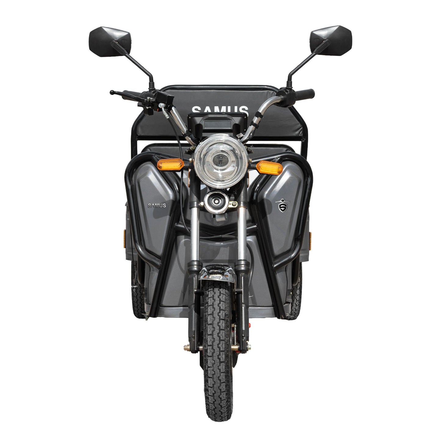 Triciclu electric cargo Samus Ranger gri, vedere frontală