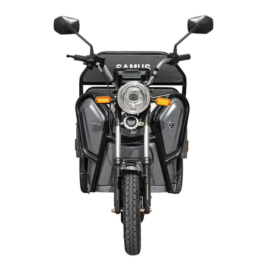 Triciclu electric cargo Samus Ranger gri, vedere frontală