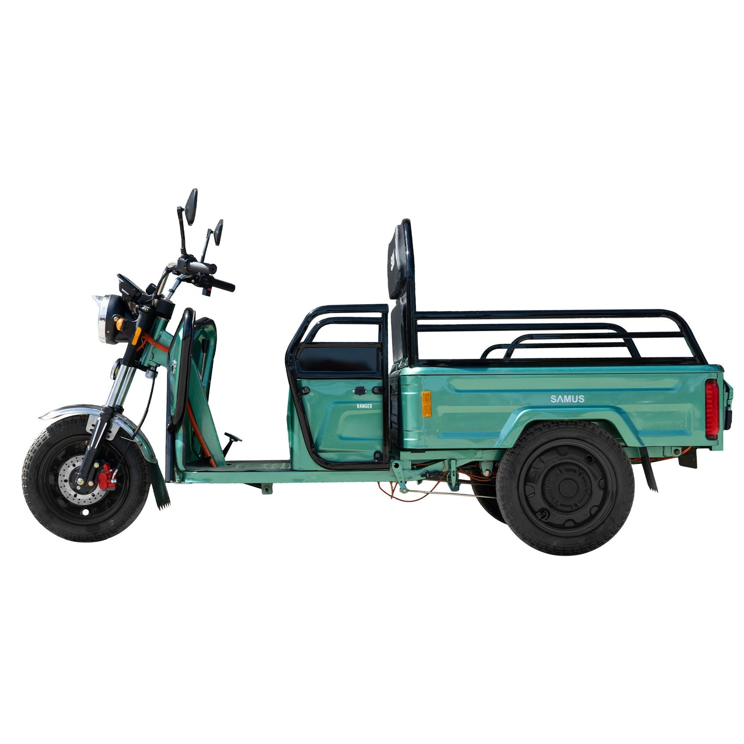 Triciclu electric cargo Samus Ranger verde, vedere laterală stânga