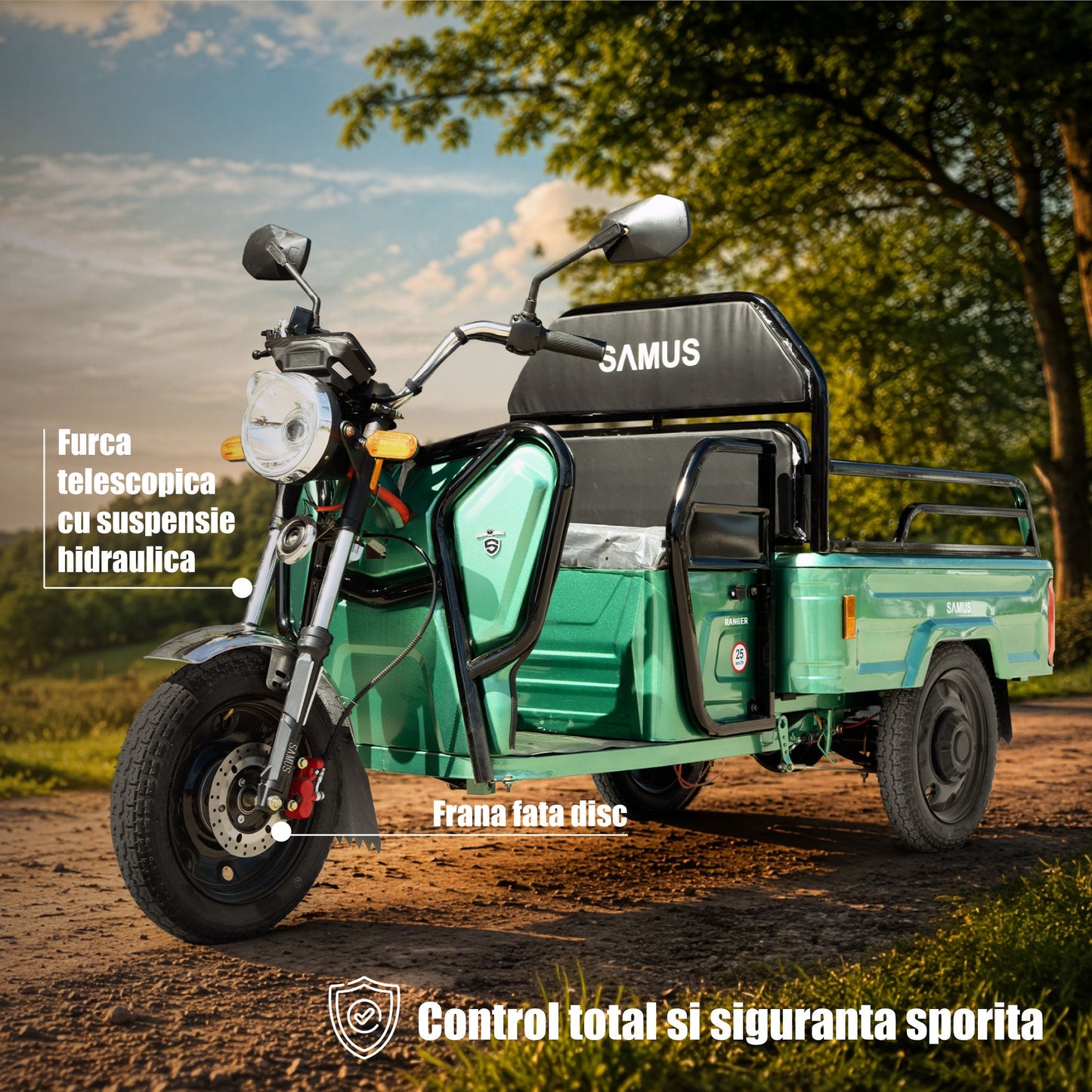 Frâna pe disc din față la Samus Ranger, model verde