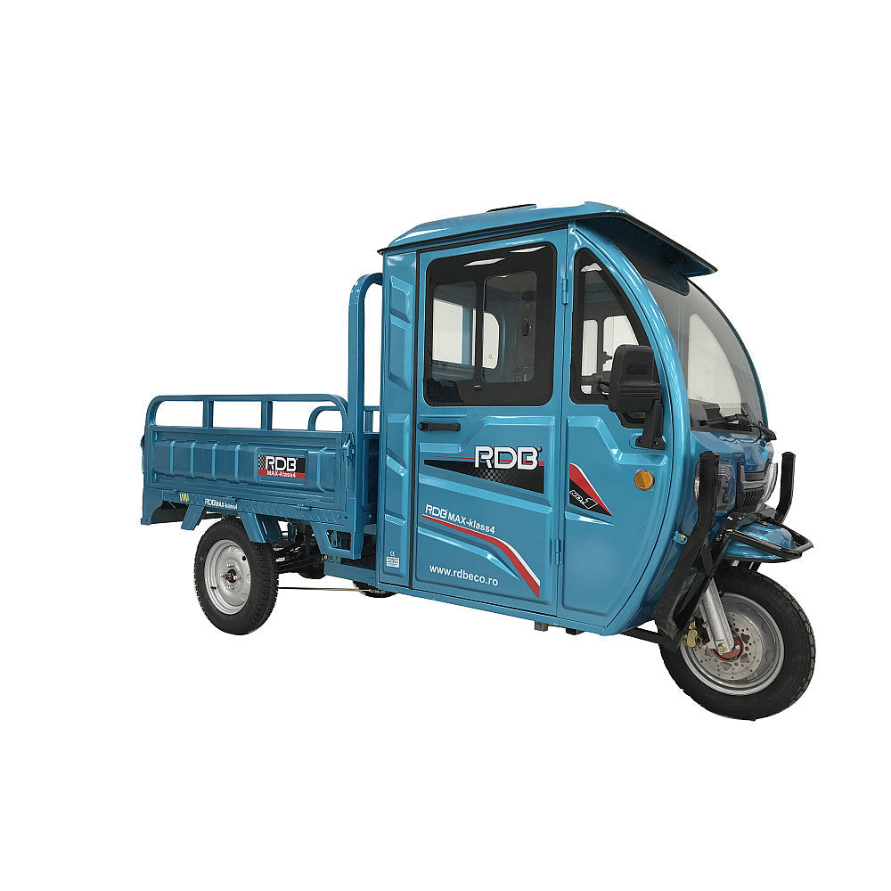 Triciclu electric fără permis RDB MAX-Klass4 albastru, vedere din lateral