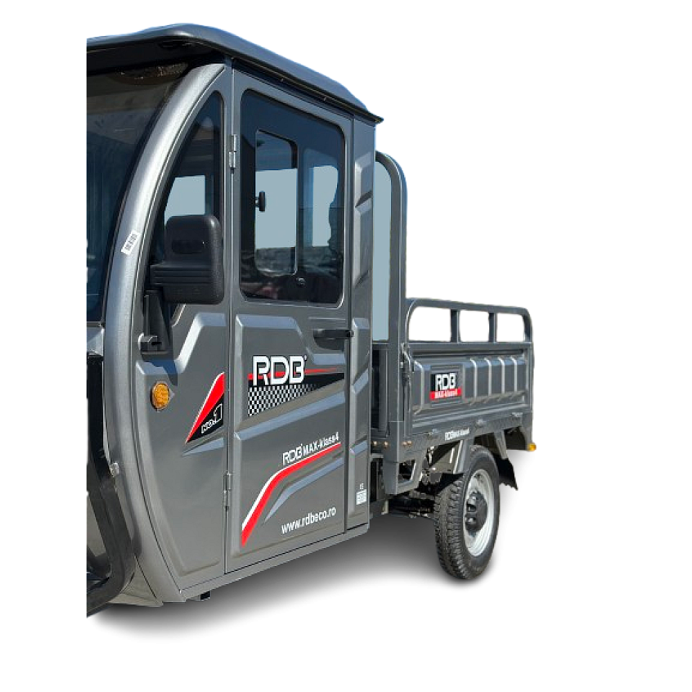 RDB MAX-Klass4 gri, vedere laterală, motor 4000W și cabină închisă